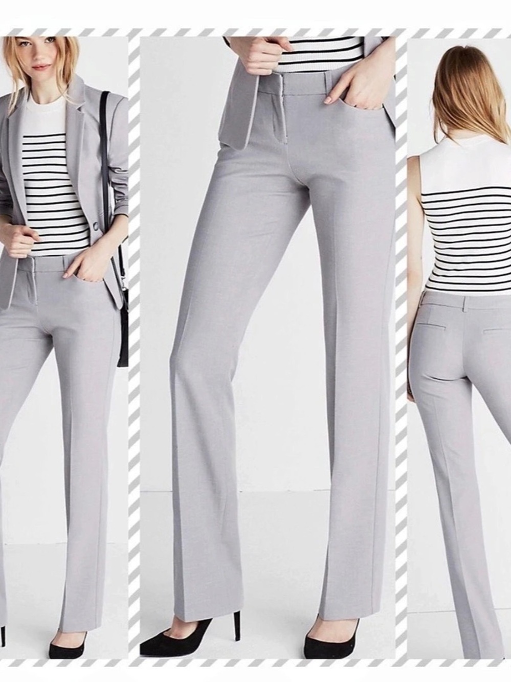 Express Columnist Petite Dress Pants Gray Flare Size 8 Petite